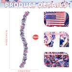 Pack of 4 | 6.6 ft American Flags Tinsel Garland | Red White Blue Metallic Foil Fringe Banners Streamers for 4th of July, Memorial Day, Veterans Day, Independence Day, Parades, Patriotic Decorations