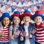 Pack of 4 | 6.6 ft American Flags Tinsel Garland | Red White Blue Metallic Foil Fringe Banners Streamers for 4th of July, Memorial Day, Veterans Day, Independence Day, Parades, Patriotic Decorations