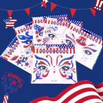 Yosca 6Pcs Independence Day Face Stickers, Red White Blue Temporary Tattoos for 4th of July Patriotic Glitter Makeup, Self Adhesive Star Face Art Sticker for Memorial Day Veterans Day USA Flag Party