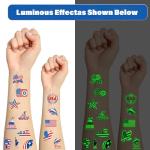288PCS 4th/Fourth of July Tattoos for Kids, Glow in the Dark Tattoo Patriotic tattoos Patriotic Party Decorations Favors Supplies 48 Designs for Fourth of July Party, Independence Day party