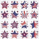 JUNEBRUSHS 4th of July Temporary Tattoos, 180 Pcs Patriotic Stars Tattoos Red White and Blue Party Decorations USA Independence Day Supply 12 Styles Safety Face Make up for Fourth of July Memorial Day
