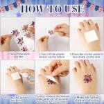 JUNEBRUSHS 4th of July Temporary Tattoos, 180 Pcs Patriotic Stars Tattoos Red White and Blue Party Decorations USA Independence Day Supply 12 Styles Safety Face Make up for Fourth of July Memorial Day