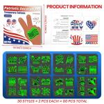 Partywind American Accessories Temporary Tattoos for Kids, Individually Wrapped Sheet Patriotic Tattoo Stickers for Labor Day Red White and Blue Decorations, American Flags Party Supplies (Luminous)