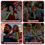 Partywind American Accessories Temporary Tattoos for Kids, Individually Wrapped Sheet Patriotic Tattoo Stickers for Labor Day Red White and Blue Decorations, American Flags Party Supplies (Luminous)