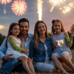 Partywind American Accessories Temporary Tattoos for Kids, Individually Wrapped Sheet Patriotic Tattoo Stickers for Labor Day Red White and Blue Decorations, American Flags Party Supplies (Luminous)