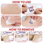 Partywind American Accessories Temporary Tattoos for Kids, Individually Wrapped Sheet Patriotic Tattoo Stickers for Labor Day Red White and Blue Decorations, American Flags Party Supplies (Luminous)