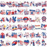 HOWAF 96pcs 4th of July Temporary Tattoos, Independence Day Tattoo Stickers for USA Patriotic Themed Party Decoration, 4th of July Face Tattoos for Kids Adults, American Themed Fake Tattoos for July 4th Party Favors Goodie Bag Fillers