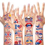 HOWAF 96pcs 4th of July Temporary Tattoos, Independence Day Tattoo Stickers for USA Patriotic Themed Party Decoration, 4th of July Face Tattoos for Kids Adults, American Themed Fake Tattoos for July 4th Party Favors Goodie Bag Fillers
