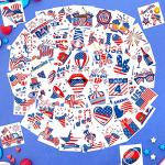 HOWAF 96pcs 4th of July Temporary Tattoos, Independence Day Tattoo Stickers for USA Patriotic Themed Party Decoration, 4th of July Face Tattoos for Kids Adults, American Themed Fake Tattoos for July 4th Party Favors Goodie Bag Fillers