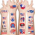 4th of July Temporary Tattoos - 90Pcs American Flag Red White Blue Tattoo Stickers - Fourth of July Party Favors for Memorial Day Independence Day Patriotic Decorations Party Supplies