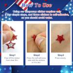 Boko Independence Day Face Stickers, 4Pcs Red White Blue 4th of July Temporary Tattoos for Patriotic Glitter Makeup, Self Adhesive Art Sticker Face Tattoos for Memorial Day Veterans Day Flag Party