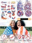 80PCS 4th of July Temporary Tattoos, Red White Blue Glitter Set - Patriotic Accessories Kit for USA Independence Day, Fourth of July Party, Face & Body Art - Stars & Stripes Celebration Decorations