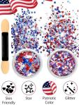 80PCS 4th of July Temporary Tattoos, Red White Blue Glitter Set - Patriotic Accessories Kit for USA Independence Day, Fourth of July Party, Face & Body Art - Stars & Stripes Celebration Decorations