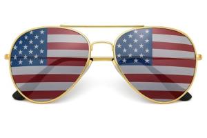 American Flag Aviator Sunglasses - Gold