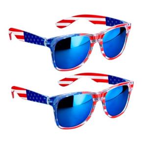 ALVOGIMOR 2 Pcs Patriotic 4th of July Sunglasses USA Flag Frame Sunglasses,American Independent Day Party Supplies (Blue B)