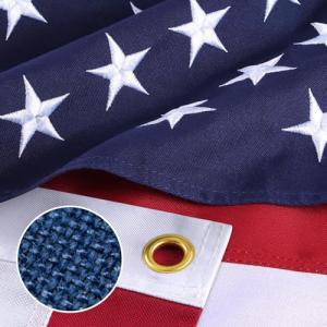 American Flags for Outside 3 x 5ft, Super Tough Spun Polyester American Flag Tear-Resistant Series, Heavy Duty with Embroidered Stars, Sewn Stripes, Brass Grommets