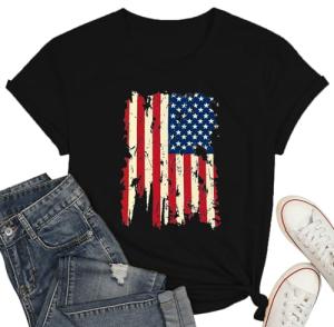 Women American Flag Shirt USA 4th of July Independence Day T-Shirt Patriotic Stripes Casual Short Sleeve Tops