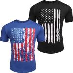 COOFANDY Mens 2 Pack Muscle T Shirt Fashion American Flag Shirt Athletic Fitness Quick Dry Tee