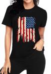 Women American Flag Shirt USA 4th of July Independence Day T-Shirt Patriotic Stripes Casual Short Sleeve Tops