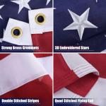 American Flags for Outside 3 x 5ft, Super Tough Spun Polyester American Flag Tear-Resistant Series, Heavy Duty with Embroidered Stars, Sewn Stripes, Brass Grommets