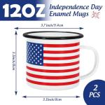 FYSUIMU 2Pcs Patriotic Mugs 4th of July American Flag Enamel Coffee Cups 12Oz Drinking Mug Gifts for Independence Day Home Party Dinner School Office Table Centerpieces Housewarming