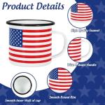 FYSUIMU 2Pcs Patriotic Mugs 4th of July American Flag Enamel Coffee Cups 12Oz Drinking Mug Gifts for Independence Day Home Party Dinner School Office Table Centerpieces Housewarming