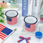 FYSUIMU 2Pcs Patriotic Mugs 4th of July American Flag Enamel Coffee Cups 12Oz Drinking Mug Gifts for Independence Day Home Party Dinner School Office Table Centerpieces Housewarming