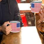 FYSUIMU 2Pcs Patriotic Mugs 4th of July American Flag Enamel Coffee Cups 12Oz Drinking Mug Gifts for Independence Day Home Party Dinner School Office Table Centerpieces Housewarming