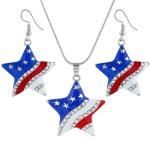 IMIKE 4th of July USA American Flag Patriotic Independence Day Pendant Necklace Earrings Set