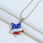 IMIKE 4th of July USA American Flag Patriotic Independence Day Pendant Necklace Earrings Set