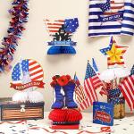 Cholemy 12 Pcs Veterans Day Table Decorations Patriotic Centerpieces for Tables Veterans Day Honeycomb Centerpiece Thank You Happy Veterans Party Supplies Decorations