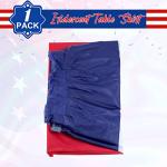 1 Pack 4th of July Plastic Table Skirts Decorations, Red White and Blue Patriotic Disposable Table Skirts, Fourth of July Table Party Decorations for Independence Memorial Veterans Day, 2.4 x 14 Ft