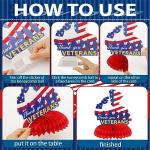 Cholemy 12 Pcs Veterans Day Table Decorations Patriotic Centerpieces for Tables Veterans Day Honeycomb Centerpiece Thank You Happy Veterans Party Supplies Decorations