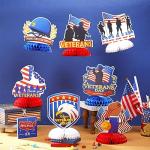 Cholemy 12 Pcs Veterans Day Table Decorations Patriotic Centerpieces for Tables Veterans Day Honeycomb Centerpiece Thank You Happy Veterans Party Supplies Decorations