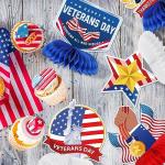 Cholemy 12 Pcs Veterans Day Table Decorations Patriotic Centerpieces for Tables Veterans Day Honeycomb Centerpiece Thank You Happy Veterans Party Supplies Decorations