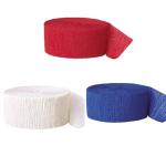 3 Rolls 4th of July Crepe Paper Streamers, Red White Blue Crepe Paper Decorations for Independence Day Patriotic Party Hanging Backdrop DIY Decoration
