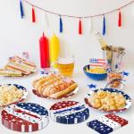 96 Pieces Patriotic Tableware Set Party Supplies - American Flag Pattern Disposable Dinnerware with Paper Plates, Napkins, Forks for Fourth of July, Memorial Day, Veterans Day, BBQ Picnic Favors