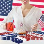 96 Pieces Patriotic Tableware Set Party Supplies - American Flag Pattern Disposable Dinnerware with Paper Plates, Napkins, Forks for Fourth of July, Memorial Day, Veterans Day, BBQ Picnic Favors