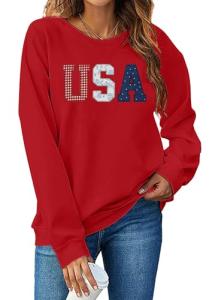 LAZYCHILD USA Sweatshirt Women American Flag Shirt Patriotic TShirt Stars Stripes Sweatshirt 4th of July Tee Tops