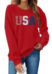 LAZYCHILD USA Sweatshirt Women American Flag Shirt Patriotic TShirt Stars Stripes Sweatshirt 4th of July Tee Tops