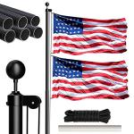 20Ft Flag Poles for Outside House Inground with 3x5 American Flag, Heavy Duty Aluminum In Ground Flagpole,Inground Flag Poles for Residential Commercial Outdoor Garden (Black, 20FT)