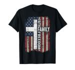 Faith Family Freedom - Patriotic Christian Vintage USA Flag T-Shirt