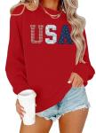 LAZYCHILD USA Sweatshirt Women American Flag Shirt Patriotic TShirt Stars Stripes Sweatshirt 4th of July Tee Tops