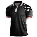 KUFORES Black Polo Shirts for Men 4th July Patriotic T-Shirt Independence Day Summer Fashion Collar Casual Tops Raglan Teess Quick Dry Muscle Shirts Holiday,Even,Golf Corse 2XL