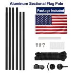 20Ft Flag Poles for Outside House Inground with 3x5 American Flag, Heavy Duty Aluminum In Ground Flagpole,Inground Flag Poles for Residential Commercial Outdoor Garden (Black, 20FT)
