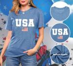 American Flag Shirts for Women 4th of July T-Shirt Stars and Stripes USA Flag Graphic Tees Independence Day Patriotic Shirts (Ink Blue, M)
