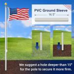 20Ft Flag Poles for Outside House Inground with 3x5 American Flag, Heavy Duty Aluminum In Ground Flagpole,Inground Flag Poles for Residential Commercial Outdoor Garden (Black, 20FT)