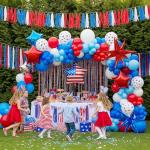 Yeewaka Patriotic balloons Red White and Blue balloon garland arch kit 130+pcs with star print and flag mylar balloon for 4th of july independent day party decorations