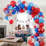 Yeewaka Patriotic balloons Red White and Blue balloon garland arch kit 130+pcs with star print and flag mylar balloon for 4th of july independent day party decorations