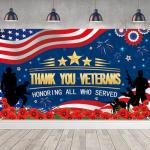 Veterans Day Backdrop, Veterans Day Decorations 72 x 44'' Thank You Veterans Banner Honoring All Who Served Patriotic Decororations for Home Party Supplies